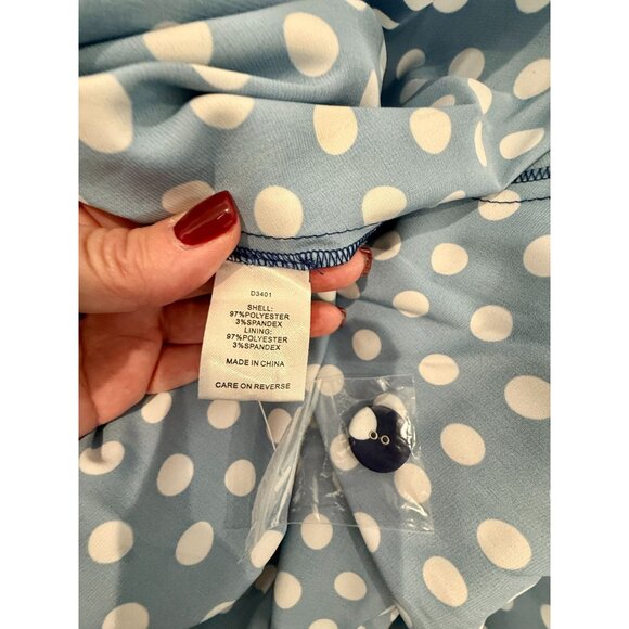 Alexia Admor Brooklyn Satin Navy Polka Dot Midi Dress NWT - Size 4 - Picture 4 of 11